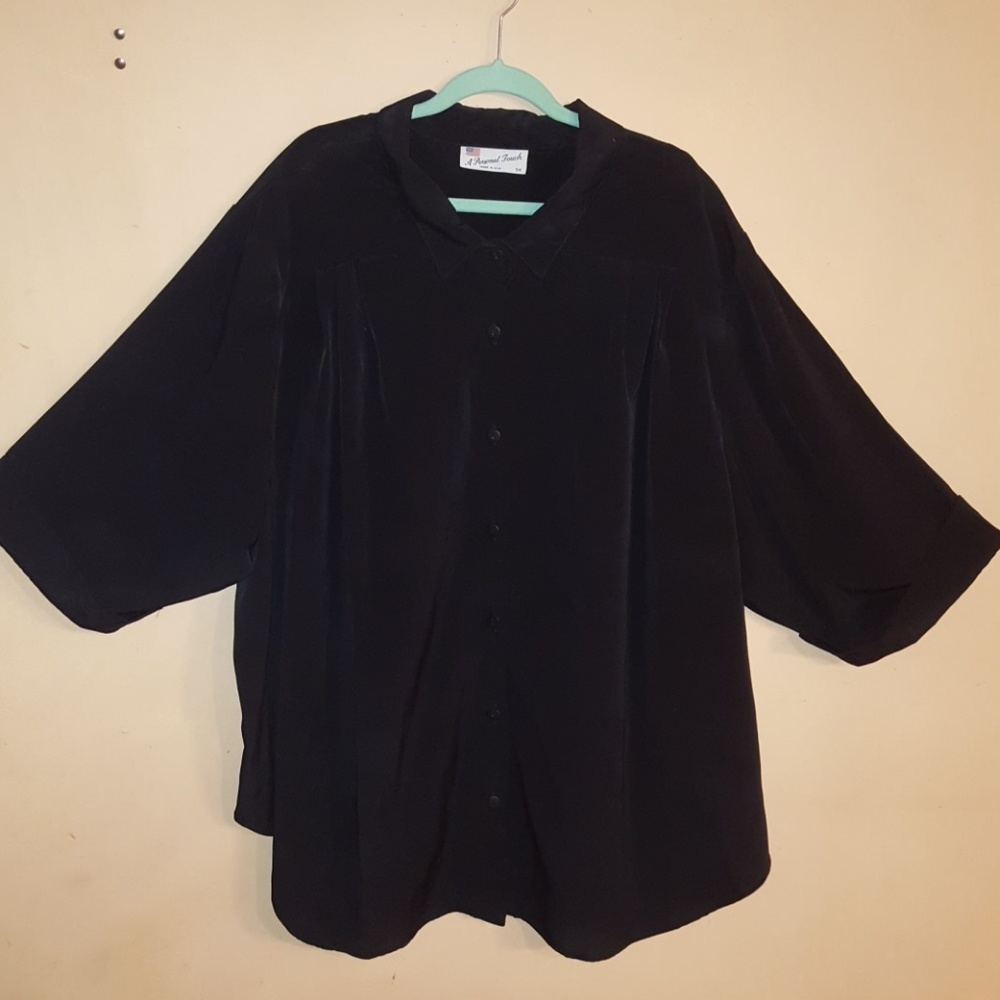 Brand New Plus Size Button Down Black Top